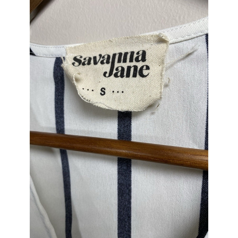 Savanna Jane Top Womens SMALL Black White Striped‎ Oversized Dolman Sleeve Crop - Picture 3 of 5